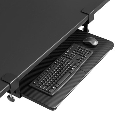 Under Desk Keyboard Tray, Sliding Pull Out Drawer With C-Clamps