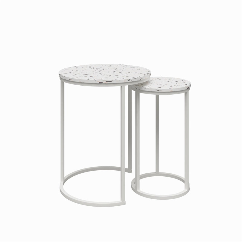 Ayanda Frame Nesting Tables, Gold, White Marble