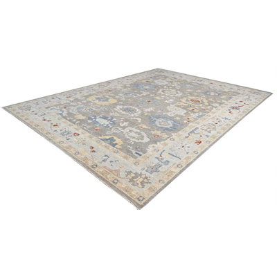 Oushak Collection, Transitional One-of-a-Kind Rectangle 9'10" X 13'6" Hand Knotted Area Rug