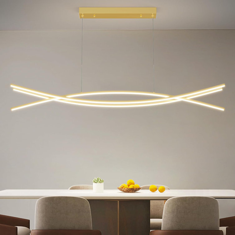Modern Fishbone LED Pendant Light Adjustable Height & Color Temperature
