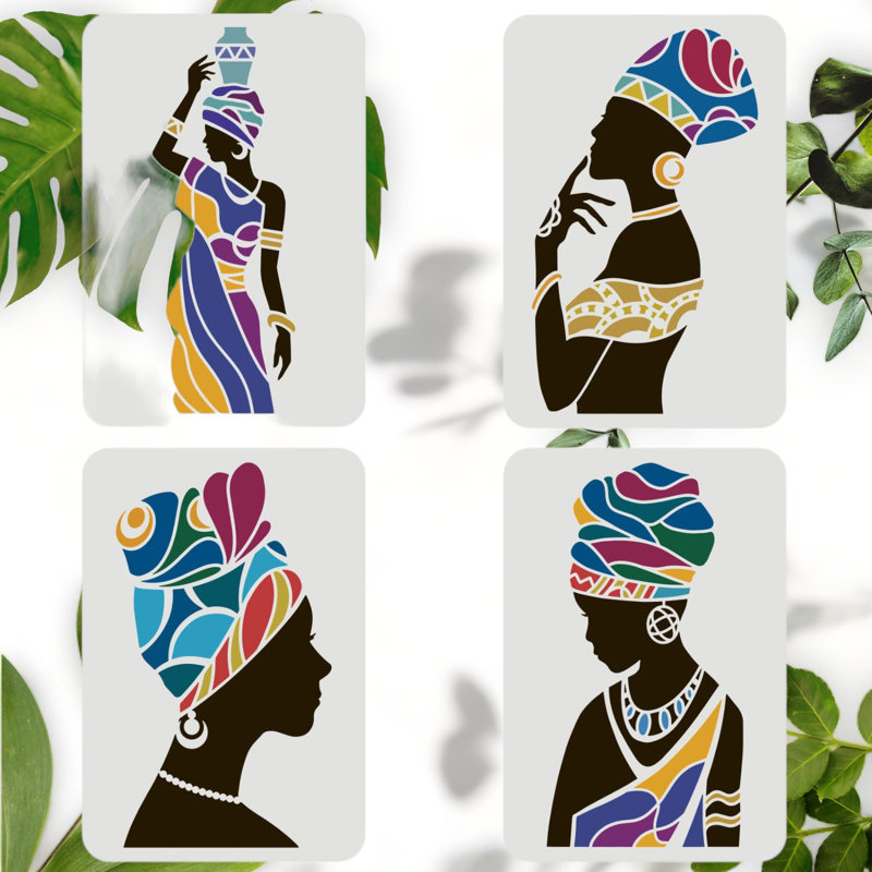 4PCS Tribal Wall Stencils