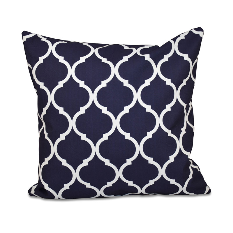 Louis Geometric Reversible Throw Pillow, 18" H x 18" W x 1" D, Navy