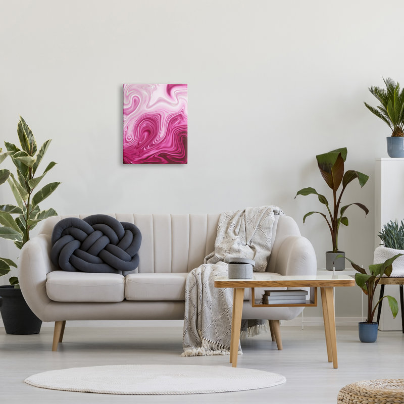 «Pink Marble Abstract Swirls» par Martina Pavlova, impression sur toile tendue, H 20 po x l 16 po x P 1,5 po