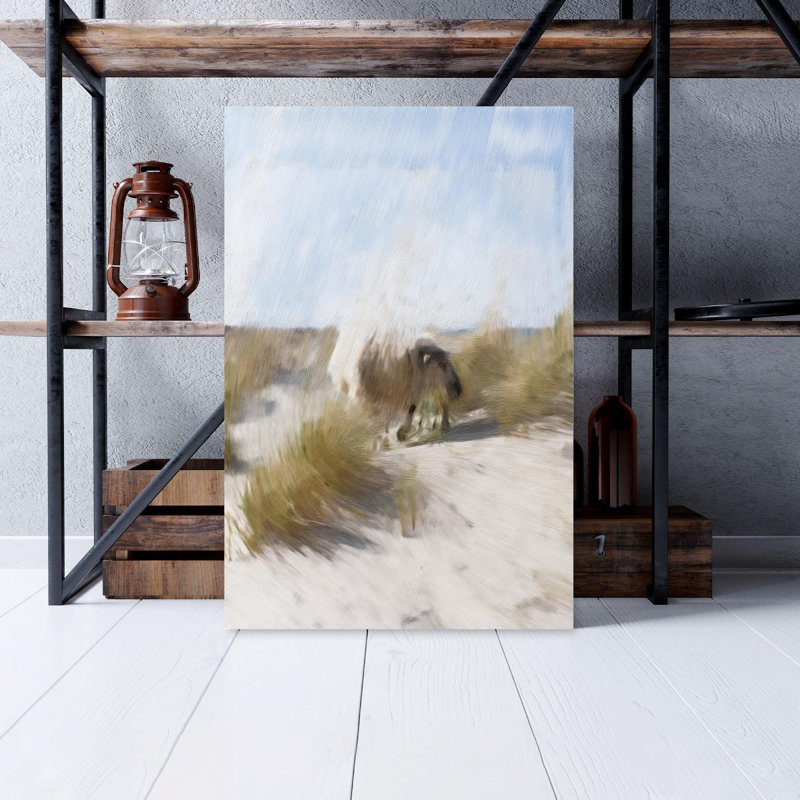 Mouton blanc sur sable blanc pendant la journée - Reproduction d'art graphique sur toile tendue 1 pièce