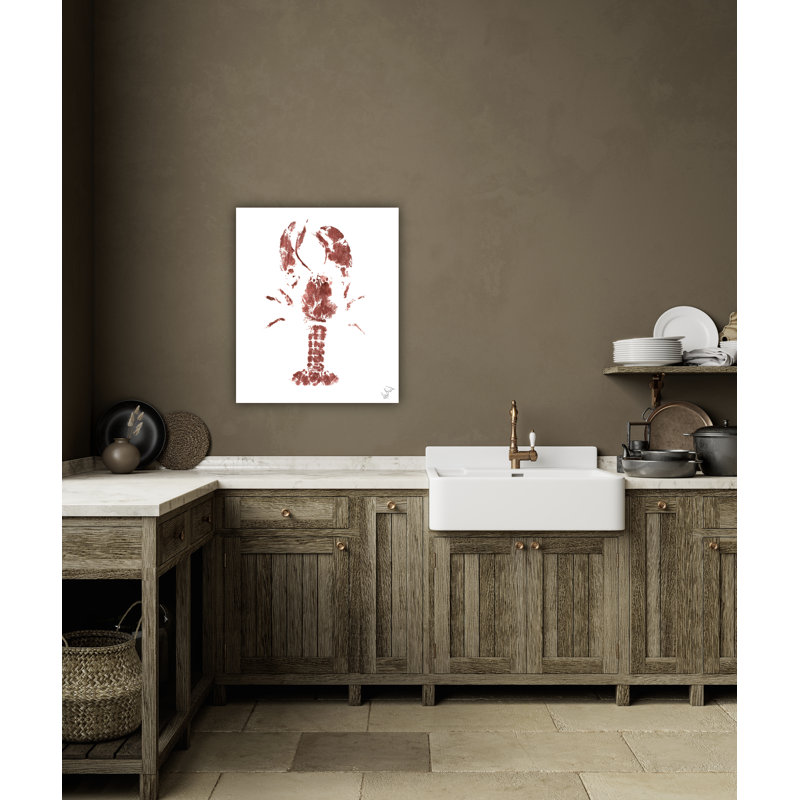 Lobster II By John Beard - Framed Gallery Wrapped Canvas Print, 26" H x 22" W x 2" D, Brown Floater Framed