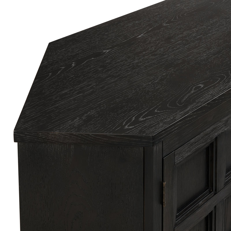 Meuble télé d'angle à panneau en bois, Smoked Black Oak