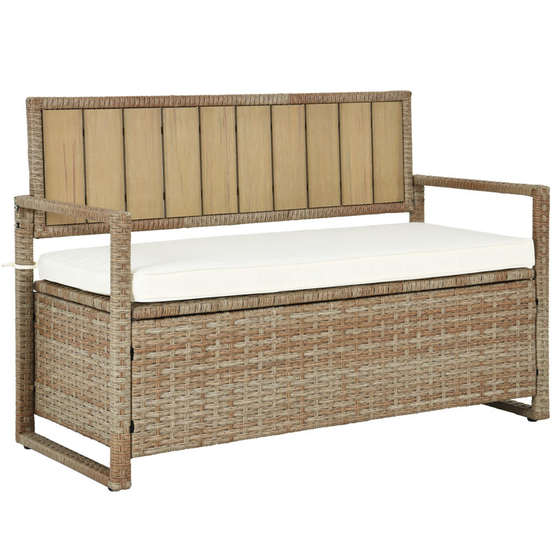 Banc de rangement extérieur 70 gallons Balconera, Brun
