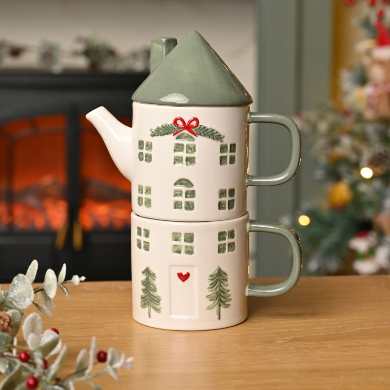 The Seasonal Aisle Stovetop Safe Stoneware Teapot Set Teapot For