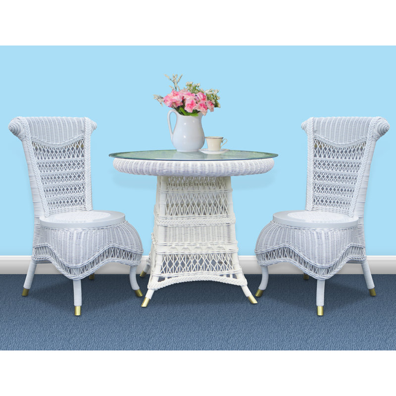 Zacharias 2 - Person Glass Top Pedestal Dining Set, White