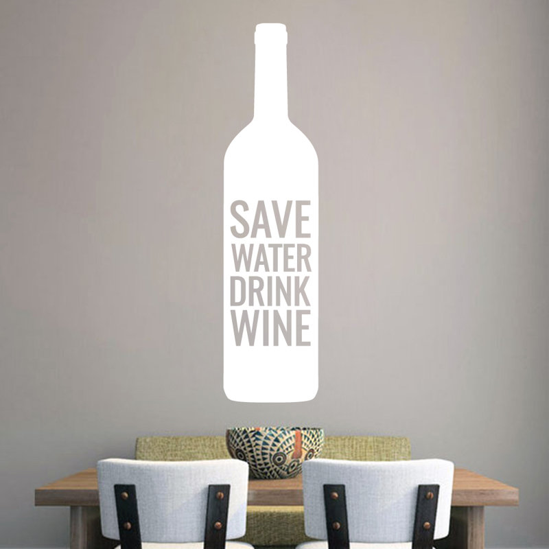 Adhésif décoratif boisson à vin save water, Blanc