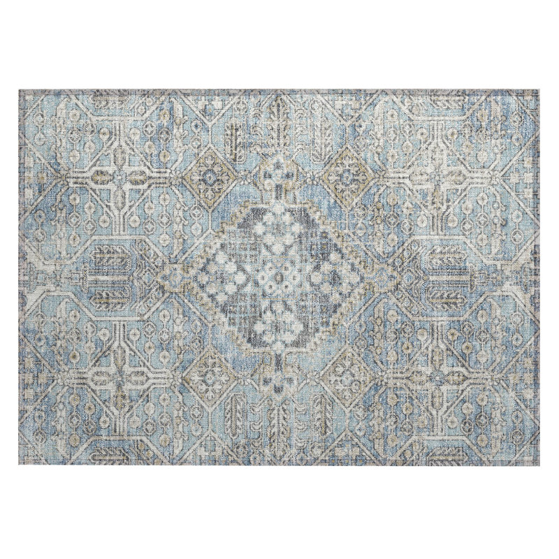Machine Washable Indoor/Outdoor Huseby ACN2197 Global Rug, Rectangle 1'8" x 2'6"