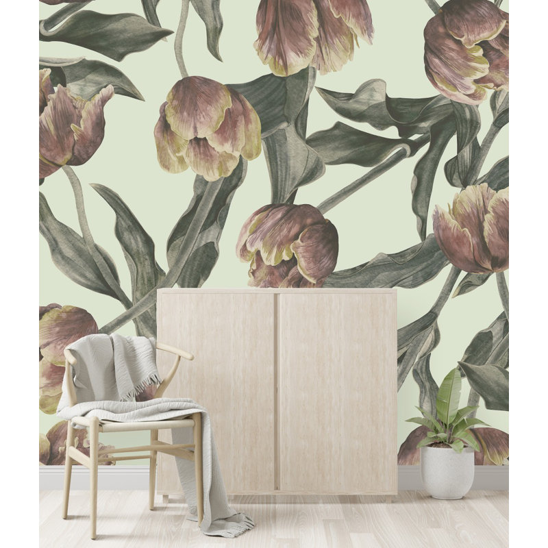 Floral Wall Mural, 8.33' W x 8.33' L