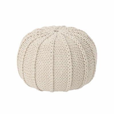Pouf rond en coton tricoté pour siège et repose-pieds polyvalent, fabriqué à la main avec du coton à 100% pour plus de confort et de style