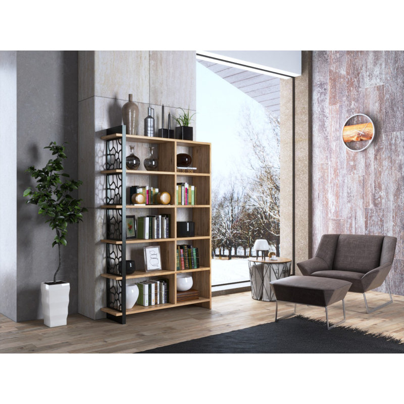 Stylish Atlantic Pine Bookshelf, 47.2 x 57.1 x 9.8 inches | 100% Chipboard with Metal Edges, 18 mm Thickness | Wall-Mountable Design with Numerous Shelves | Perfect for Home Office, Living Room & Study