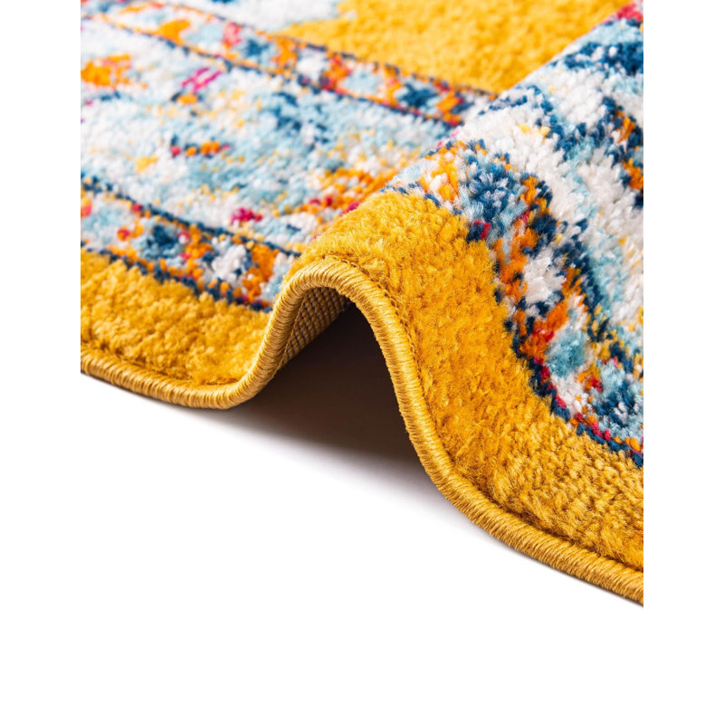 Tapis oriental jaune Armgard, Tapis de couloir 2 pi x 6 pi