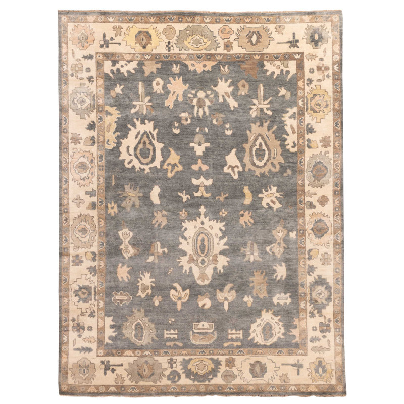 Tapis sarcelle moderne Oushak 9 pi 0 po x 12 pi 0 po