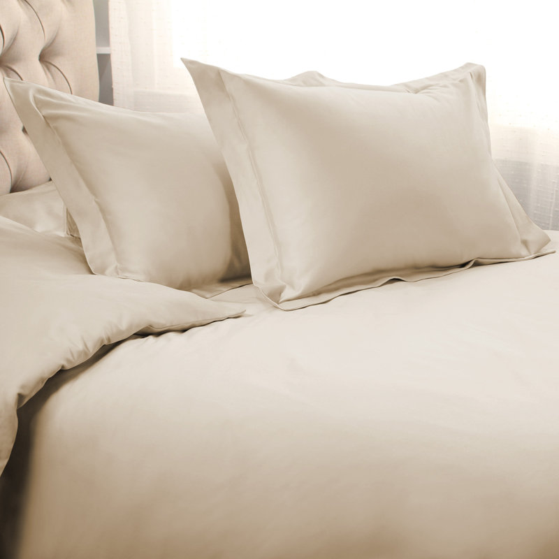 Arling Certified Egyptian Cotton Modern Solid 3 Piece Duvet Cover Set, Ivory, King/California King Duvet Cover + 2 King Shams