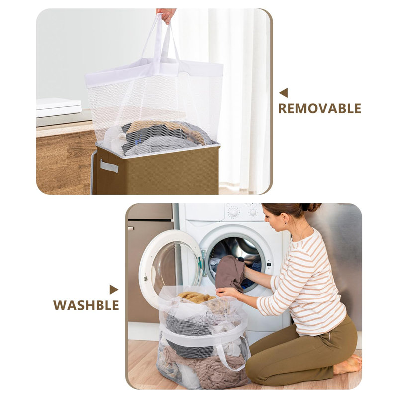 Fabric Laundry Hamper with Handles, Brown