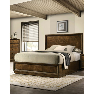 Cadre de lit grand format en bois d'hévéa massif, lit à panneau en noyer 1pc avec haute teneur en plaqué et placage, installation de chambre à coucher transitionnelle