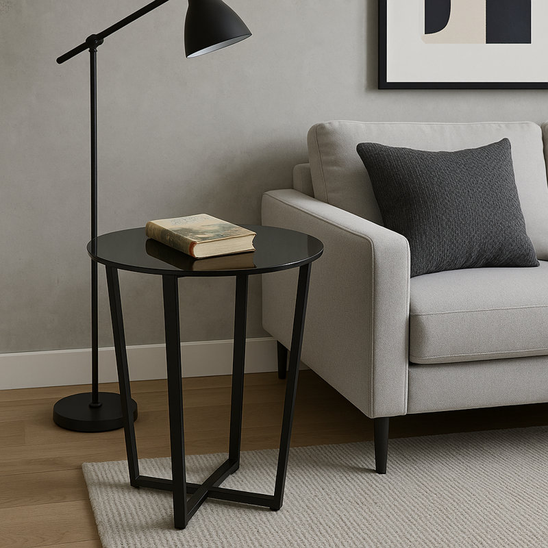 Lexy Glass Top End Table, Black