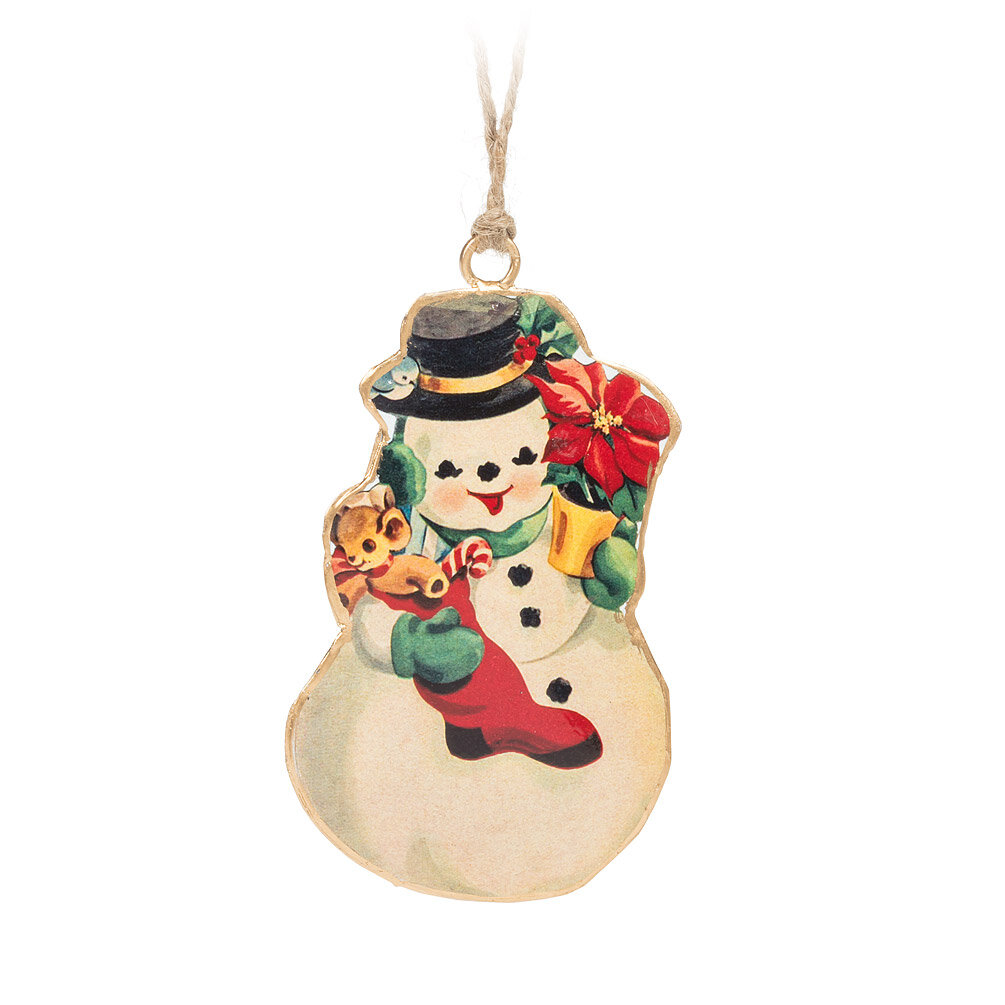 Miniature Flocked Snowman Vintage Christmas Ornament Mini Snowman