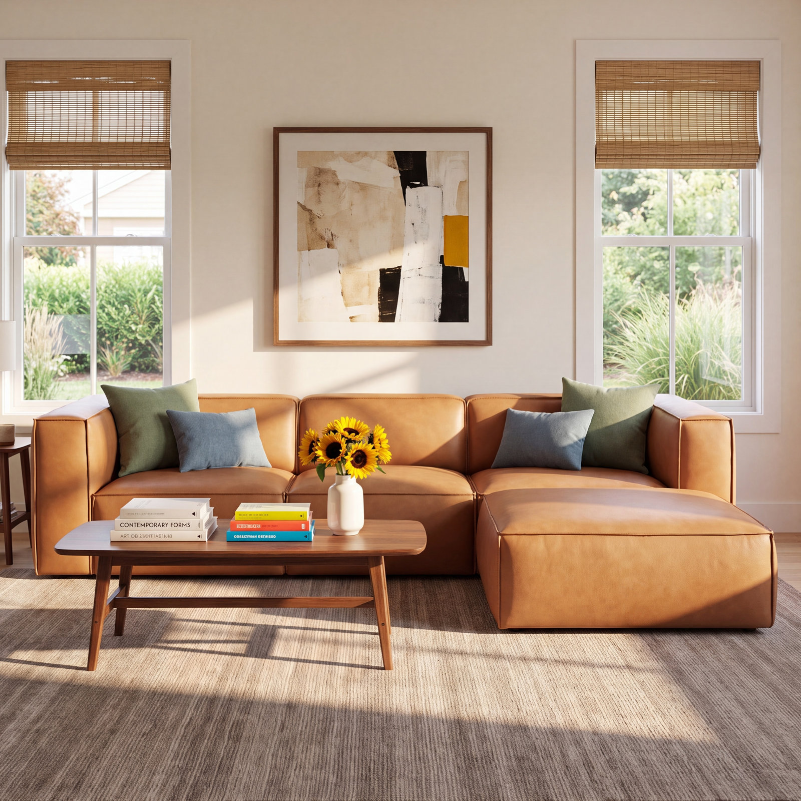 Jaye 113" Genuine Leather Modular Sofa