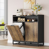 Calixto 39.37" Tilt Out Trash Can Cabinet with Double Hidden Trash Can Holder, Kitchen Free Standing Cabinet