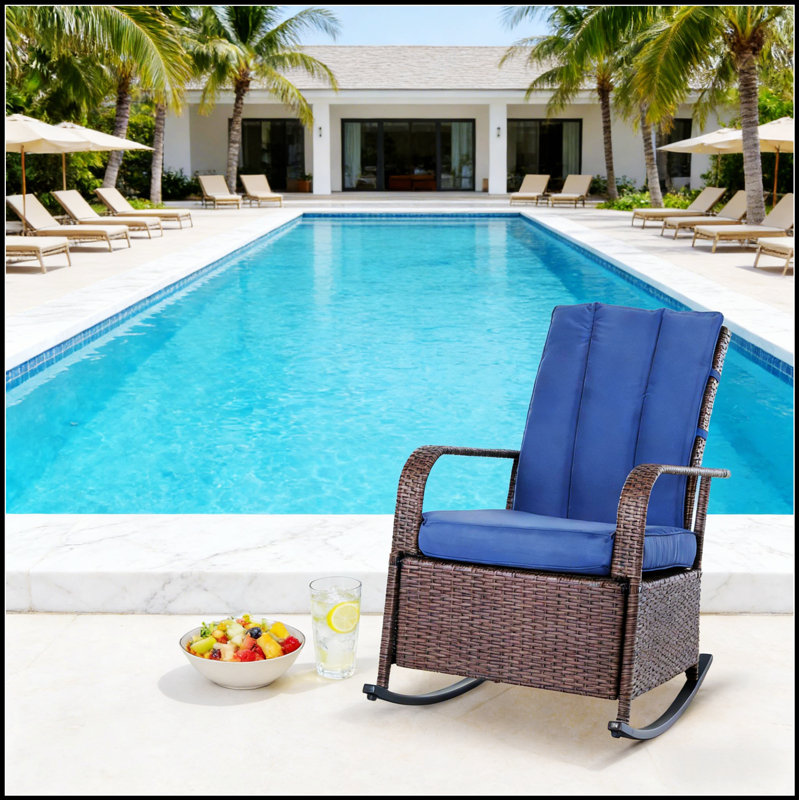 Chaise berçante souple, fauteuil inclinable en rotin d'extérieur avec dossier réglable et repose-pieds pour une détente ultime