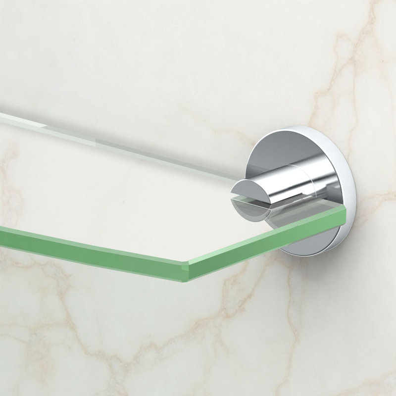 Channel Bowfront Glass Bracket Shelf, Chrome