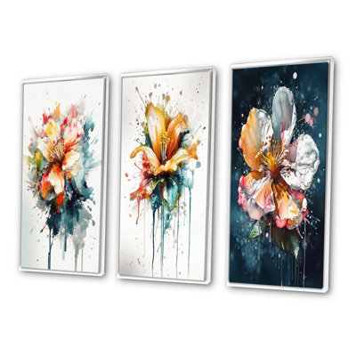 «Colorful Lily Splash», 3 pièces sur toile