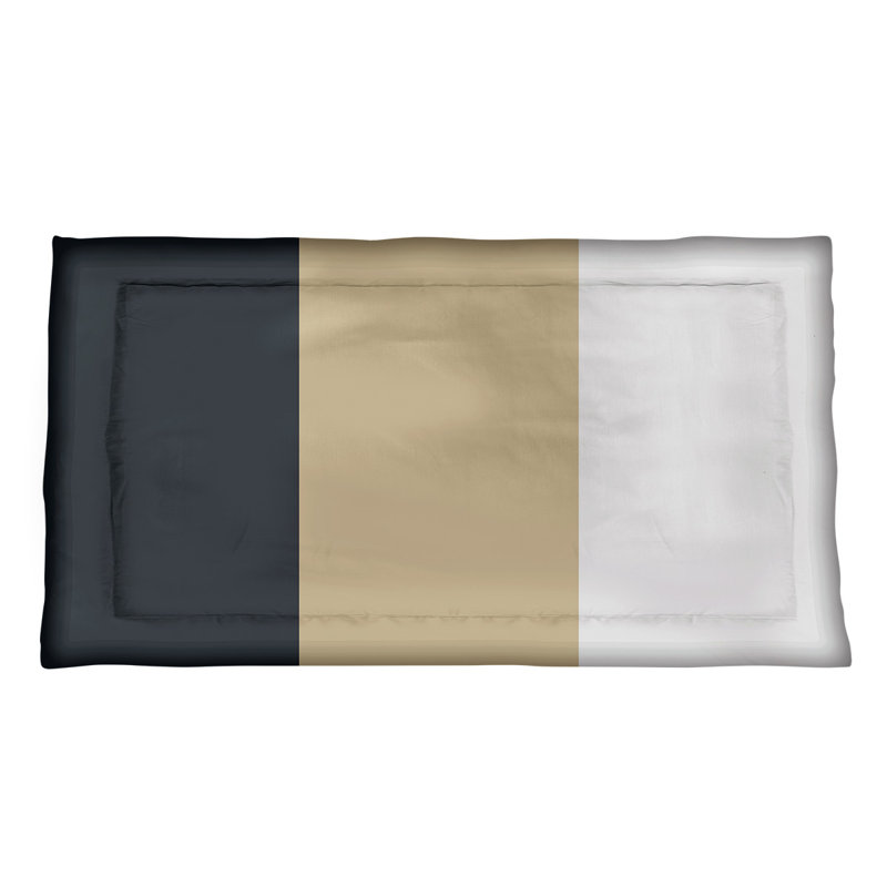 New Orleans Football Polyester Striped Sham Set, Polyester, Queen, Black/Gold Middle