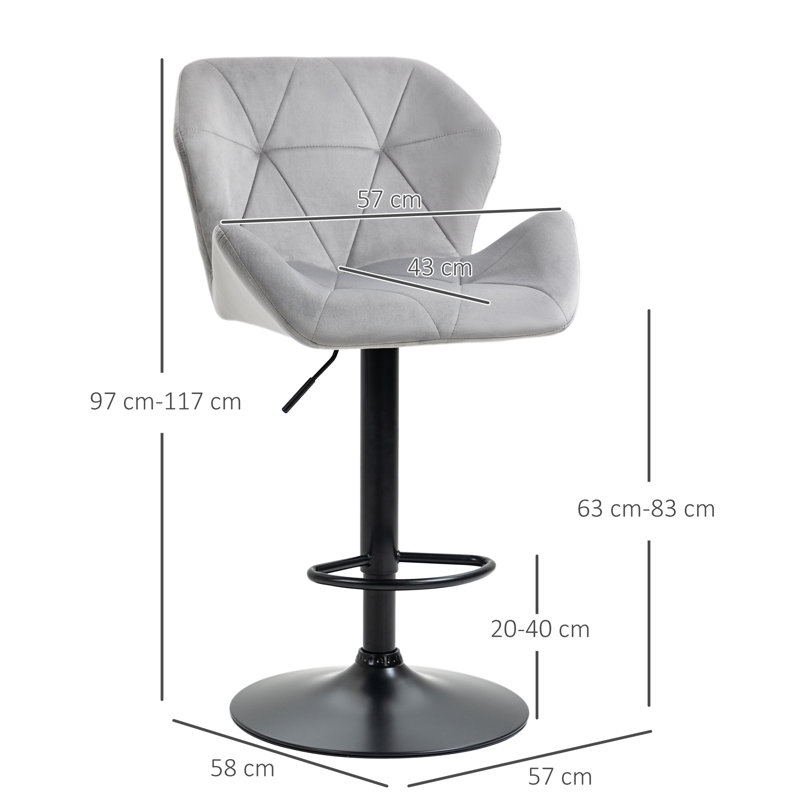 Chetopa Swivel Upholstered Adjustable Height Counter Stool with Metal Frame, Grey