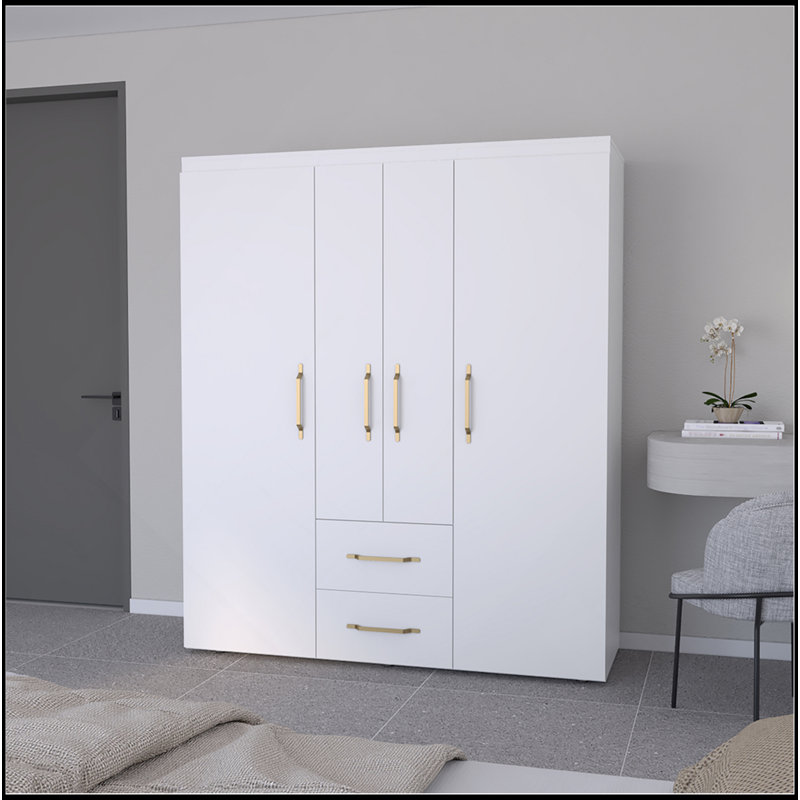 Armoire Elma, chambre à coucher, blanc, Blanc