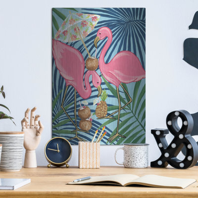 Flamingo Happy Hour 1' by Yvette St. Amant Metal Wall Art