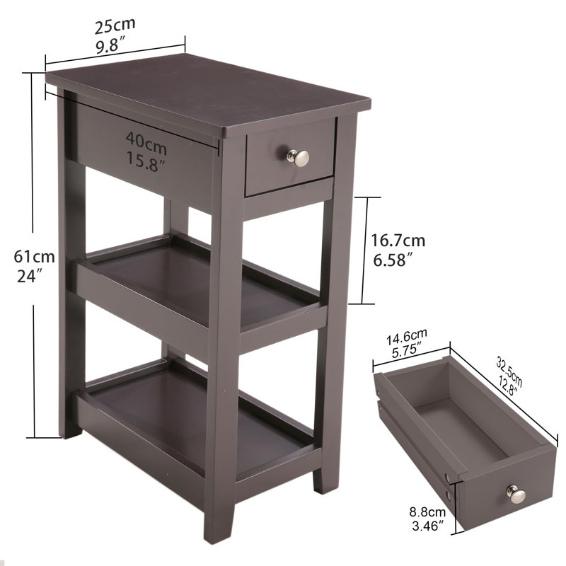 End Table Set with Storage, Brown