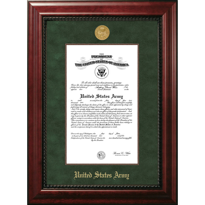 Cadre photo du président du certificat armée, 9 po x 14 po