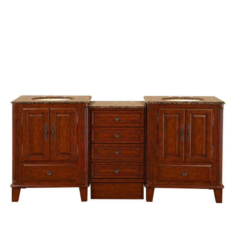 76'' Double Bathroom Vanity with Granite Top