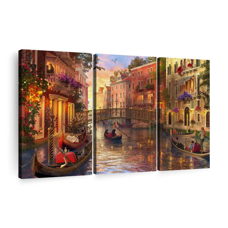 Coucher de soleil romantique à Venise, reproduction d'art sur toile, H 32 po x l 50 po x P 1,25 po