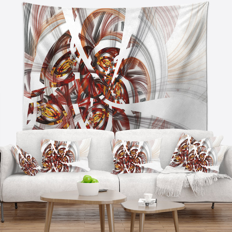 Tapisserie florale brune symétrique, H 32 po x l 39 po