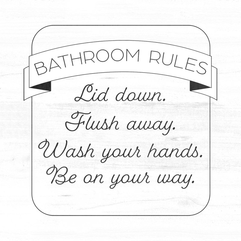 Bathroom Rules Sign - Wrapped Canvas Art Prints, 30cm H x 30cm W