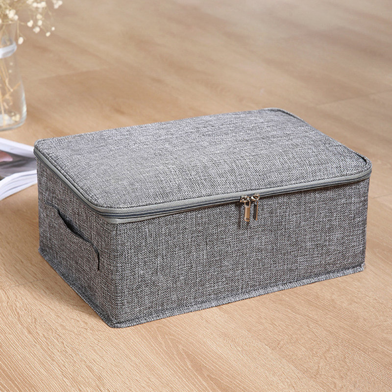 Rebrilliant Fabric Decorative Bin, Gray, 12" H x 20" W x 15" D