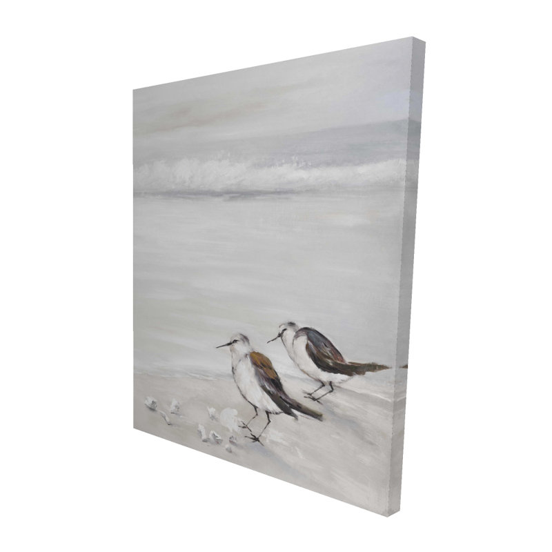 Two Sandpipers Birds - Beige Beach Canvas for Home Decor