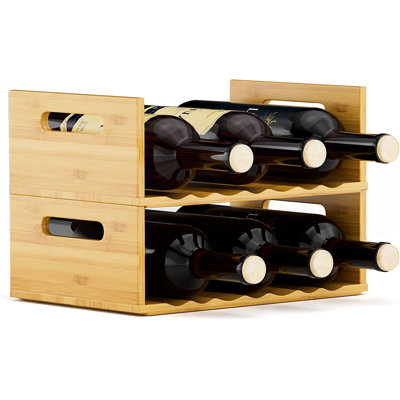 Klazien 6 Bottle Solid Wood Tabletop Wine Bottle Rack in Brown
