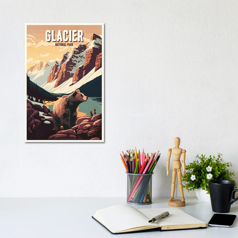 Parc national de Glacier, H 12 po x l 8 po x P 0,75 po, Pas de tapis, Toile tendue
