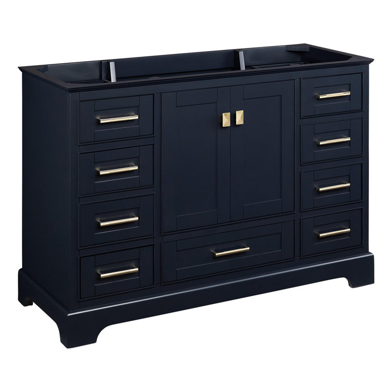 Quen 48" Freestanding Single Basin Vanity Cabinet - Cabinet Only - Less Vanity Top, Midnight Navy Blue