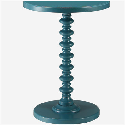 Teal Round Wooden Side Table