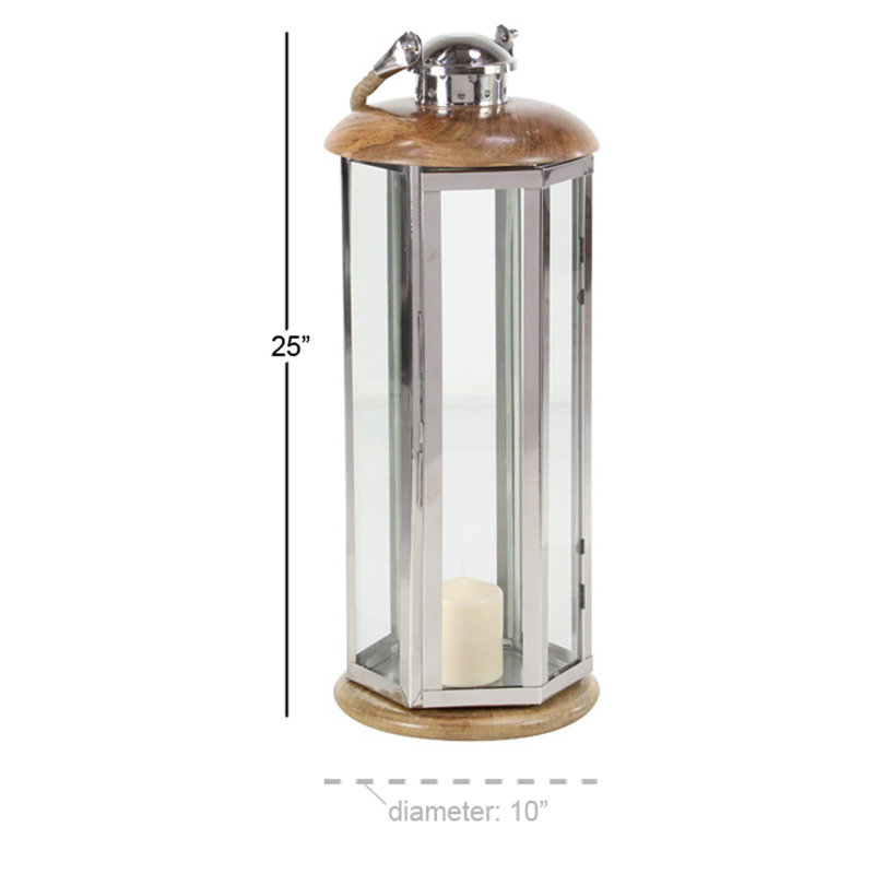 Lanterne en bois traditionnel, H 25 po x l 10 po x P 10 po