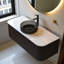 Meuble-lavabo 48 po avec lavabo, meuble de rangement mural rayé à bords arrondis avec 2 tiroirs, lavabo et comptoir en verre noir transparent, pré-assemblé, couleur noire