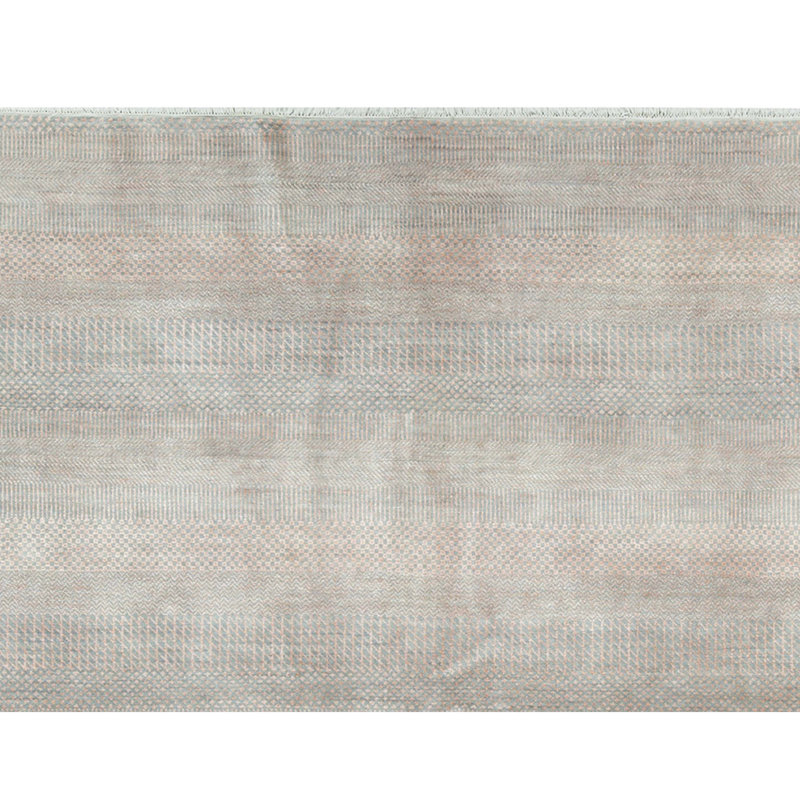 Tapis argenté et orange noué à la main de haute qualité