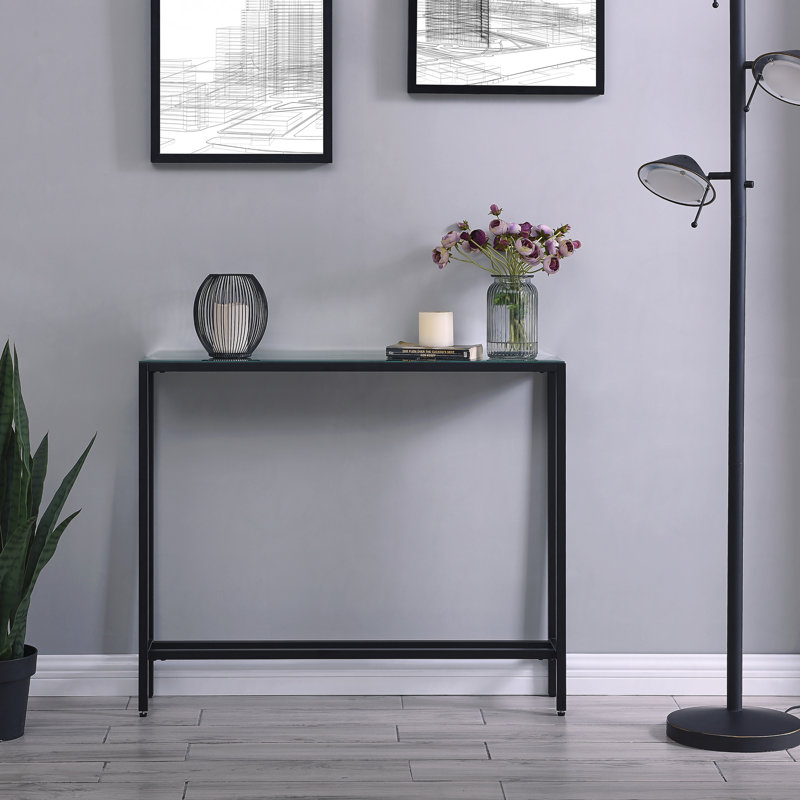 Mini-console étroite avec plateau en miroir Darrin, Noir